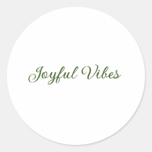 Joyful vibes kerst groen vakantie familienaam ronde sticker