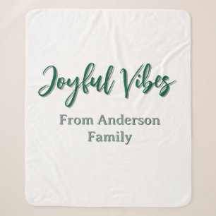 Joyful vibes kerst groen vakantie familienaam sherpa deken