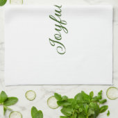 Joyful vibes kerst groen vakantie familienaam theedoek (Gevouwen)