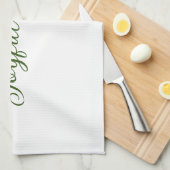 Joyful vibes kerst groen vakantie familienaam theedoek (Quarter Fold)