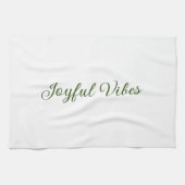 Joyful vibes kerst groen vakantie familienaam theedoek (Horizontaal)