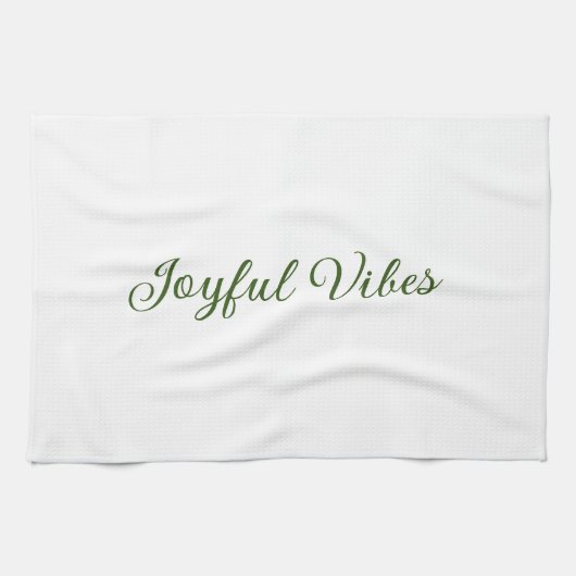Joyful vibes kerst groen vakantie familienaam theedoek (Horizontaal)