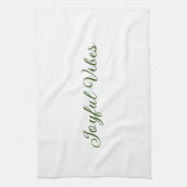 Joyful vibes kerst groen vakantie familienaam theedoek (Verticaal)