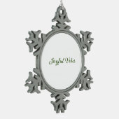 Joyful vibes kerst groen vakantie familienaam tin sneeuwvlok ornament (Links)