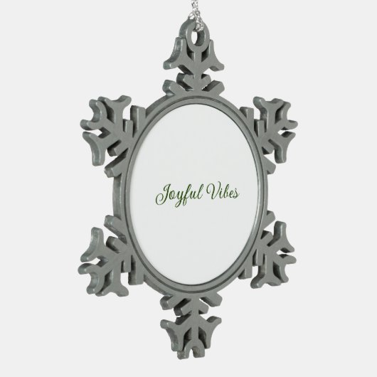 Joyful vibes kerst groen vakantie familienaam tin sneeuwvlok ornament (Links)