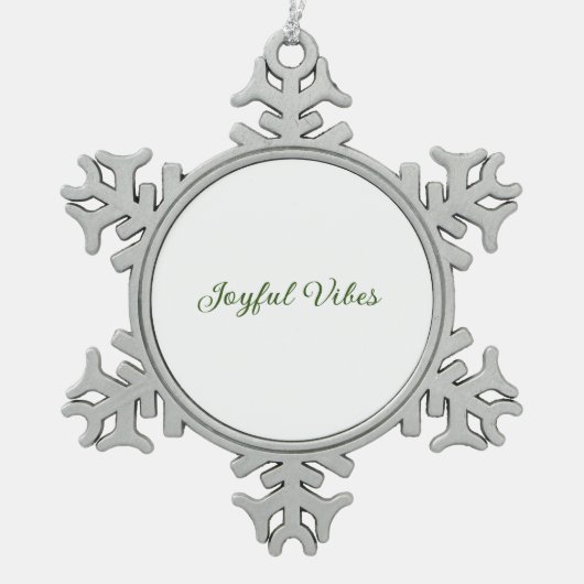 Joyful vibes kerst groen vakantie familienaam tin sneeuwvlok ornament (Voorkant)