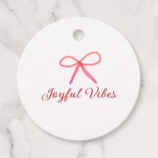 Joyful vibes kerst RED BOW vakantie familienaam Bedankjes Labels (Voorkant)