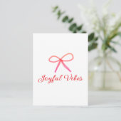 Joyful vibes kerst RED BOW vakantie familienaam Briefkaart (Staand voorkant)