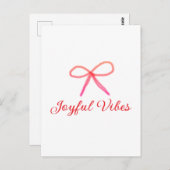 Joyful vibes kerst RED BOW vakantie familienaam Briefkaart (Voorkant / Achterkant)