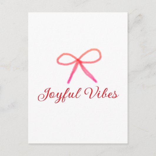 Joyful vibes kerst RED BOW vakantie familienaam Briefkaart (Voorkant)