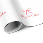 Joyful vibes kerst RED BOW vakantie familienaam Cadeaupapier (Rol Hoek)