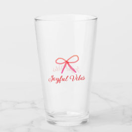 Joyful vibes kerst RED BOW vakantie familienaam Glas
