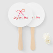 Joyful vibes kerst RED BOW vakantie familienaam Handwaaier (Voorkant en achterkant)