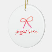 Joyful vibes kerst RED BOW vakantie familienaam Keramisch Ornament (Links)