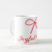 Joyful vibes kerst RED BOW vakantie familienaam Koffiemok (Voorkant links)