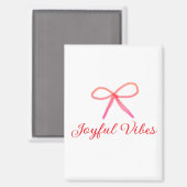 Joyful vibes kerst RED BOW vakantie familienaam Magneet (Voorkant / Achterkant)