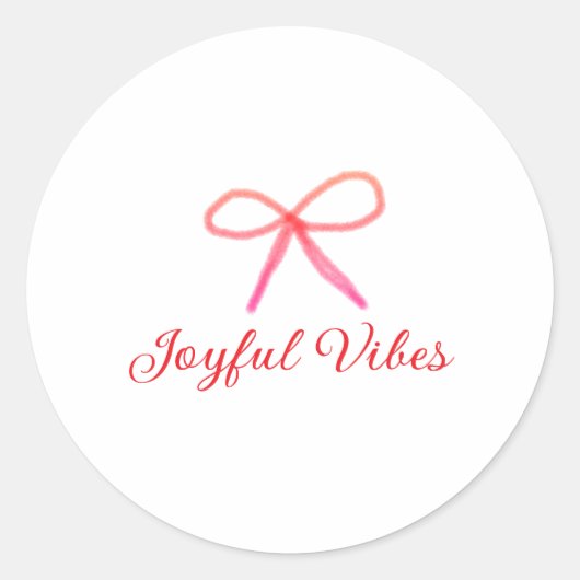 Joyful vibes kerst RED BOW vakantie familienaam Ronde Sticker (Voorkant)