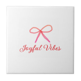 Joyful vibes kerst RED BOW vakantie familienaam Tegeltje