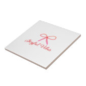 Joyful vibes kerst RED BOW vakantie familienaam Tegeltje (Zijkant)