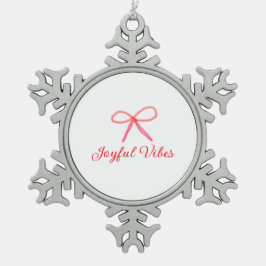 Joyful vibes kerst RED BOW vakantie familienaam Tin Sneeuwvlok Ornament