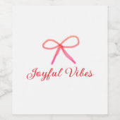 Joyful vibes kerst RED BOW vakantie familienaam Wijn Etiket (Enkel label)