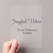Joyful Vibes red Christmas add family name date  Acryl Uitnodigingen (Insitu (Draagbaar))
