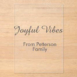 Joyful Vibes red Christmas add family name date  Acryl Uitnodigingen
