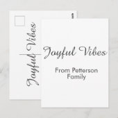 Joyful Vibes red Christmas add family name date  Briefkaart (Voorkant / Achterkant)