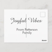 Joyful Vibes red Christmas add family name date  Briefkaart (Achterkant)