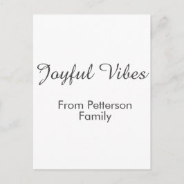 Joyful Vibes red Christmas add family name date  Briefkaart
