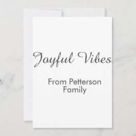 Joyful Vibes red Christmas add family name date  Feestdagenkaart