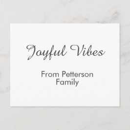 Joyful Vibes red Christmas add family name date  Feestdagenkaart