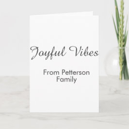 Joyful Vibes red Christmas add family name date  Kaart