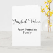 Joyful Vibes red Christmas add family name date  Kaart (Gele Bloem)