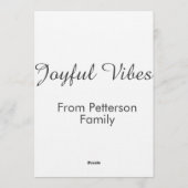 Joyful Vibes red Christmas add family name date  Kaart (Achterkant)