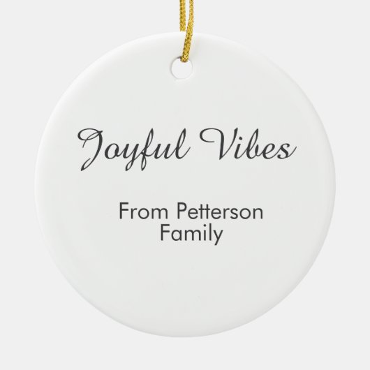 Joyful Vibes red Christmas add family name date Keramisch Ornament (Voorkant)