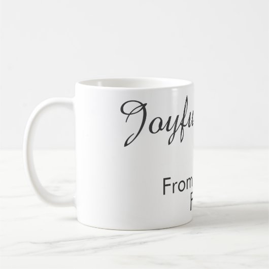 Joyful Vibes red Christmas add family name date  Koffiemok (Links)