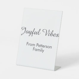 Joyful Vibes red Christmas add family name date  Reclamebord Met Voetstuk