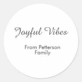 Joyful Vibes red Christmas add family name date  Ronde Sticker