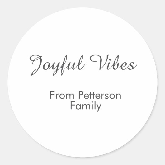 Joyful Vibes red Christmas add family name date  Ronde Sticker (Voorkant)