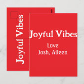 Joyful Vibes rode kerst feestdagen liefde familie Briefkaart (Voorkant / Achterkant)