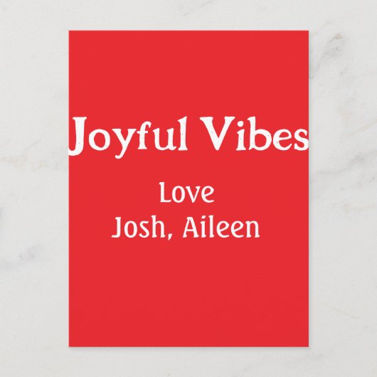 Joyful Vibes rode kerst feestdagen liefde familie Briefkaart (Voorkant)