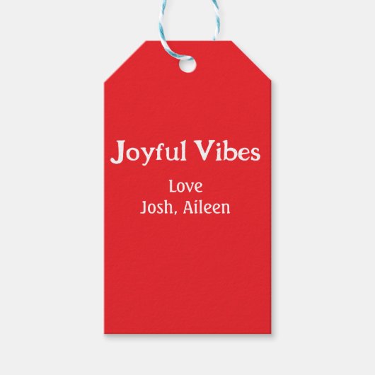Joyful Vibes rode kerst feestdagen liefde familie  Cadeaulabel (Voorkant)