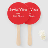 Joyful Vibes rode kerst feestdagen liefde familie Handwaaier (Voorkant en achterkant)