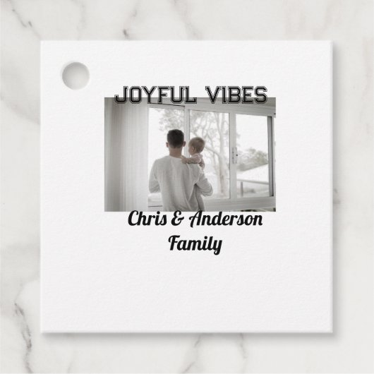 Joyful Vibes vader zoon familie kerstvakantie p Bedankjes Labels (Voorkant)