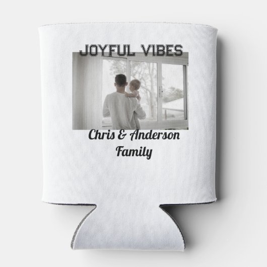 Joyful Vibes vader zoon familie kerstvakantie p Blikjeskoeler (Achterkant)