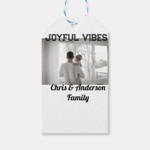 Joyful Vibes vader zoon familie kerstvakantie p Cadeaulabel