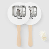 Joyful Vibes vader zoon familie kerstvakantie p Handwaaier (Voorkant en achterkant)