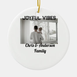 Joyful Vibes vader zoon familie kerstvakantie p Keramisch Ornament