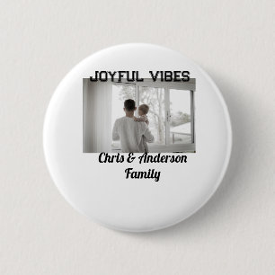Joyful Vibes vader zoon familie kerstvakantie p Ronde Button 5,7 Cm